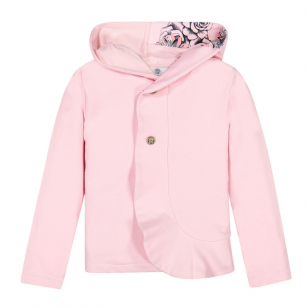 Hoodie berwarna pastel dengan aksen ruffle